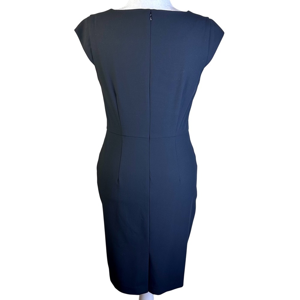 Ann Taylor Black Midi Dress with Cap Sleeves Size 10 - Picture 6 of 13